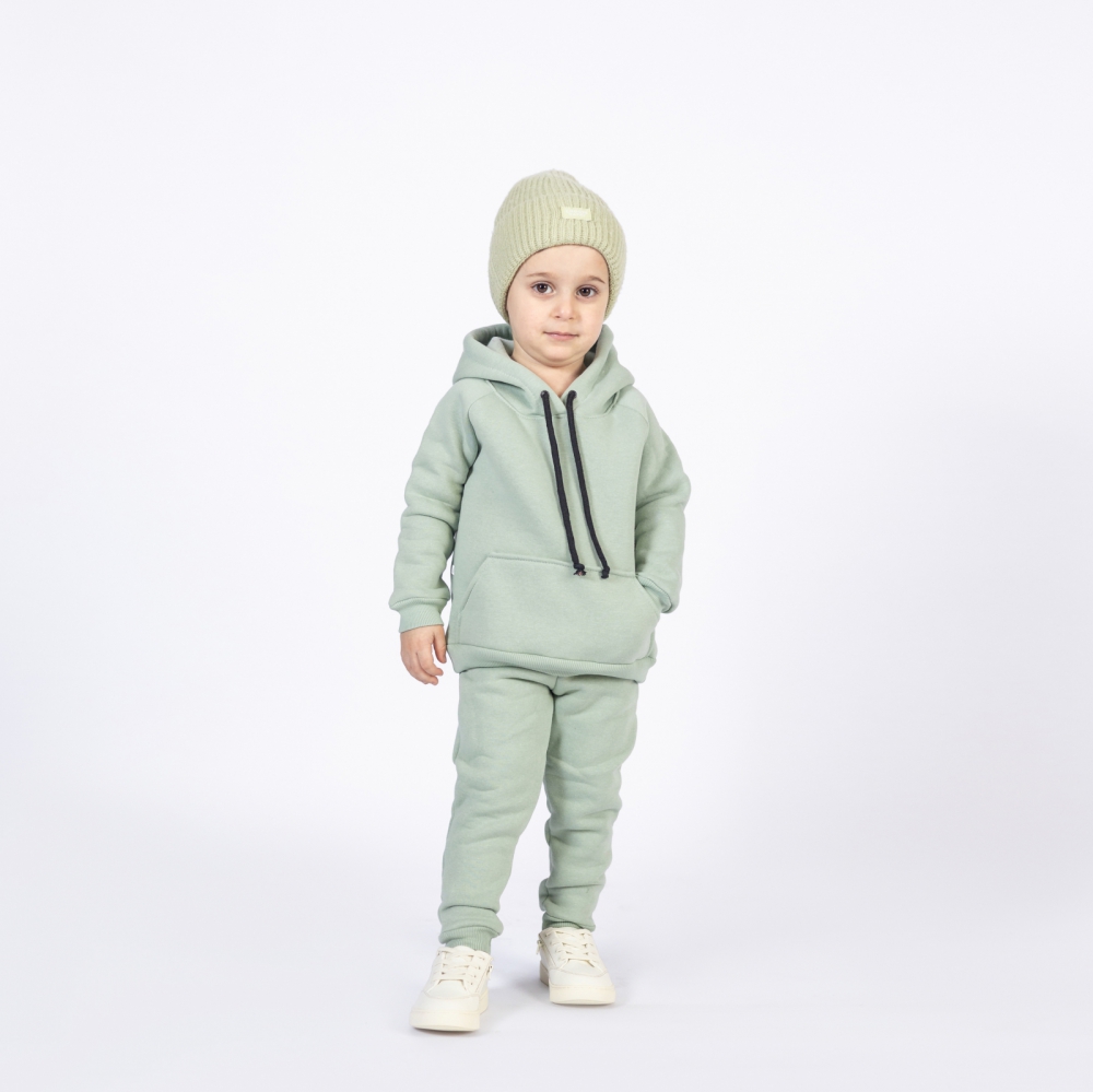 296-ОЛ. Свитшот с капюшоном  + Штаны, хлопок 65%, 35% ПЭ, 3-х нитка (начес) оливковый 146,152,158