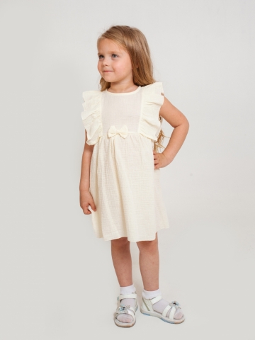 Купить 322-СЛ. Платье из муслина детское, хлопок 100% сливочный, р. 98,104,110,116 в Нальчике