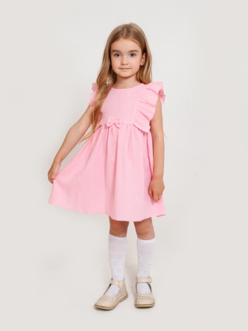 Купить 322-Р. Платье из муслина детское, хлопок 100% розовый, р. 98,104,110,116 в Нальчике