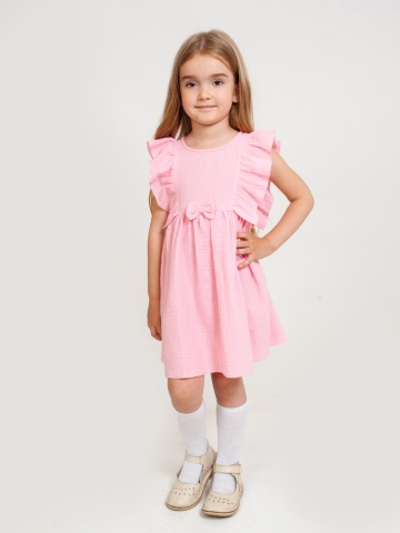 Купить 322-Р. Платье из муслина детское, хлопок 100% розовый, р. 74,80,86,92 в Нальчике