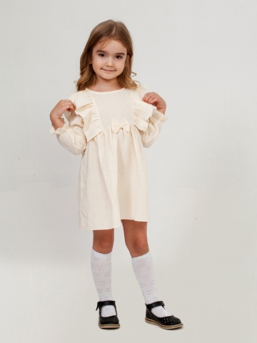 Купить 321-СЛ. Платье из муслина детское, хлопок 100% сливочный, р. 98,104,110,116 в Нальчике