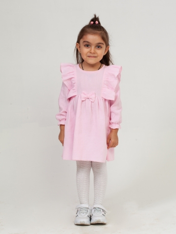 Купить 321-Р. Платье из муслина детское, хлопок 100% розовый, р. 98,104,110,116 в Нальчике